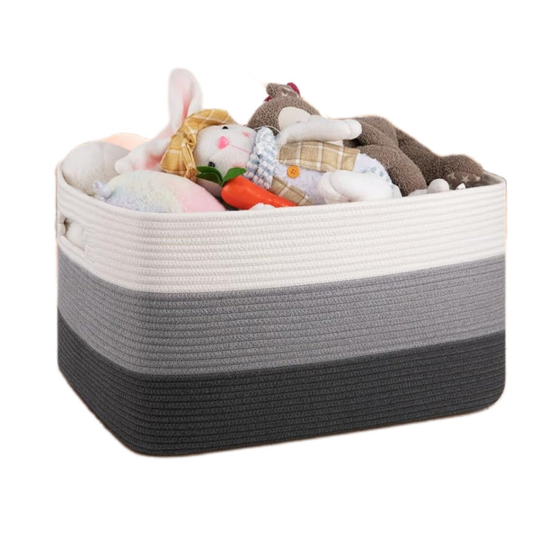 Spacious Rectangular Fabric Storage Basket with Handles