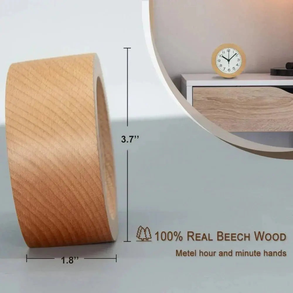 Tranquil Wood Alarm Clock – Soft Glow LED & Natural Finish