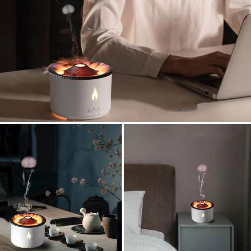 SerenityMist Aroma Diffuser with Flame Illumination and Soft Glow