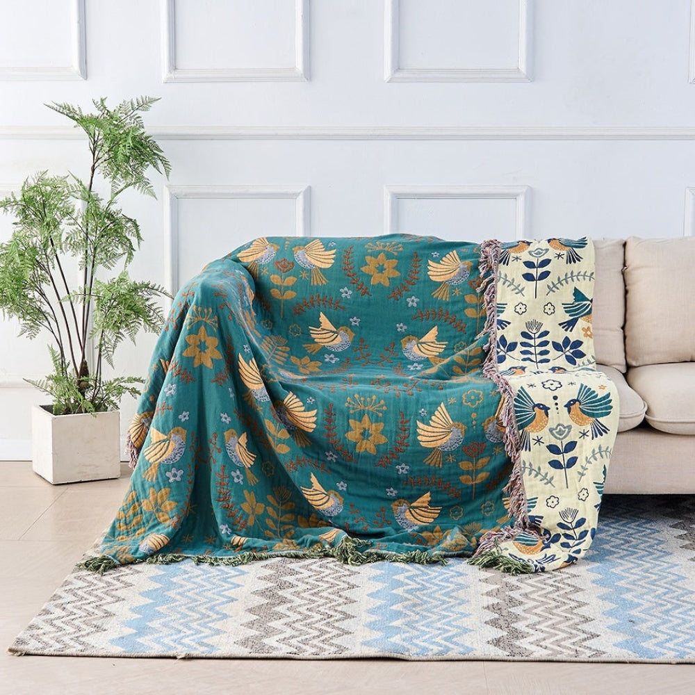 Reversible Throw Blanket with Bohemian Pattern | Cozy Layered Home Decor