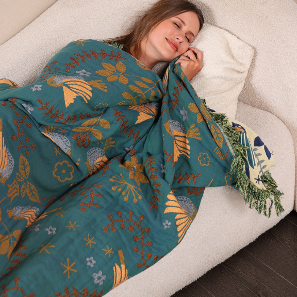 Reversible Throw Blanket with Bohemian Pattern | Cozy Layered Home Decor