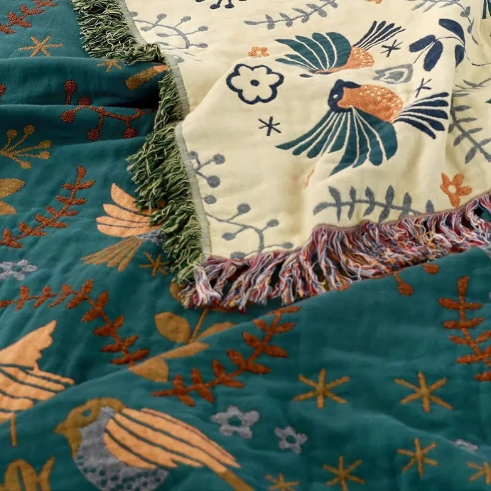 Reversible Throw Blanket with Bohemian Pattern | Cozy Layered Home Decor