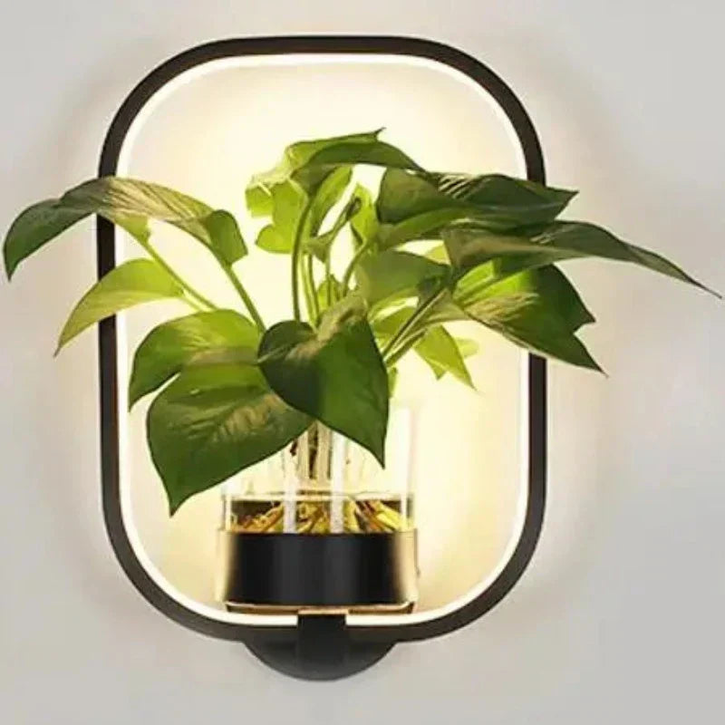 LuxeGlow Wall Lamp with Integrated Planter for Stylish Spaces