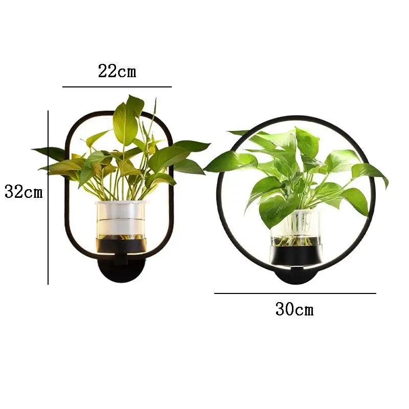 LuxeGlow Wall Lamp with Integrated Planter for Stylish Spaces