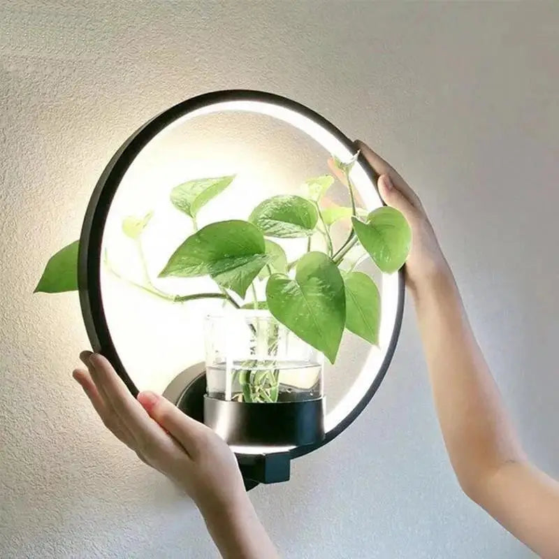 LuxeGlow Wall Lamp with Integrated Planter for Stylish Spaces