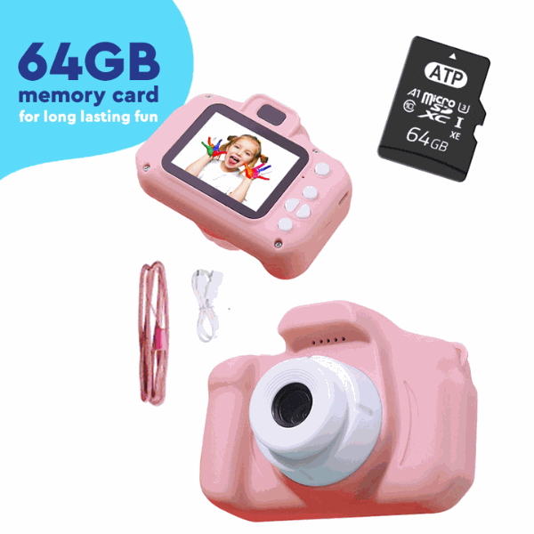 Dual Lens Kids Camera - 12MP, 1080P, Shockproof, 2" IPS Screen, 32GB, 3+ Years