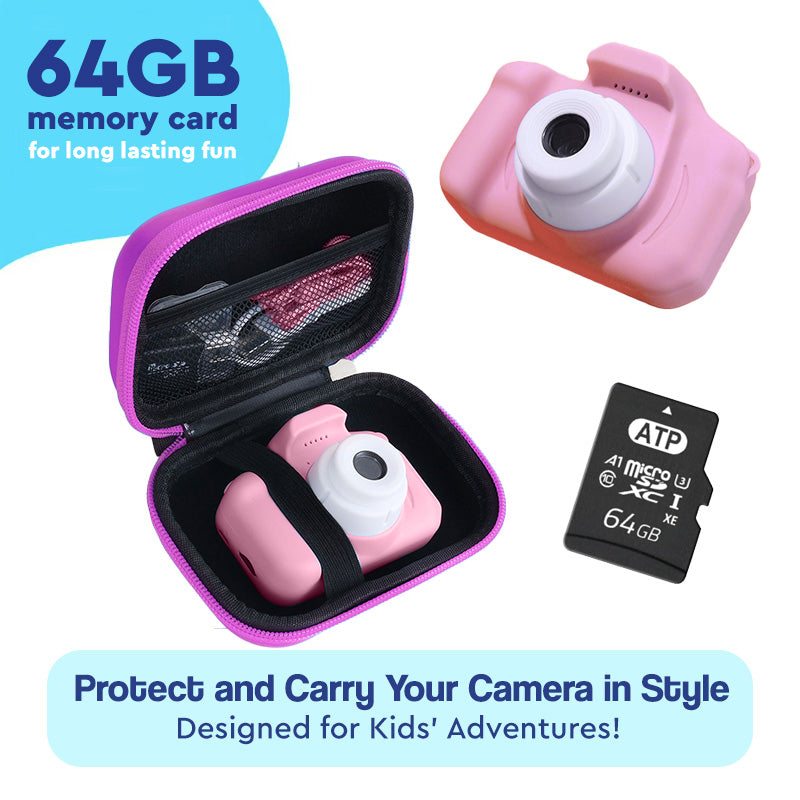 Dual Lens Kids Camera - 12MP, 1080P, Shockproof, 2" IPS Screen, 32GB, 3+ Years