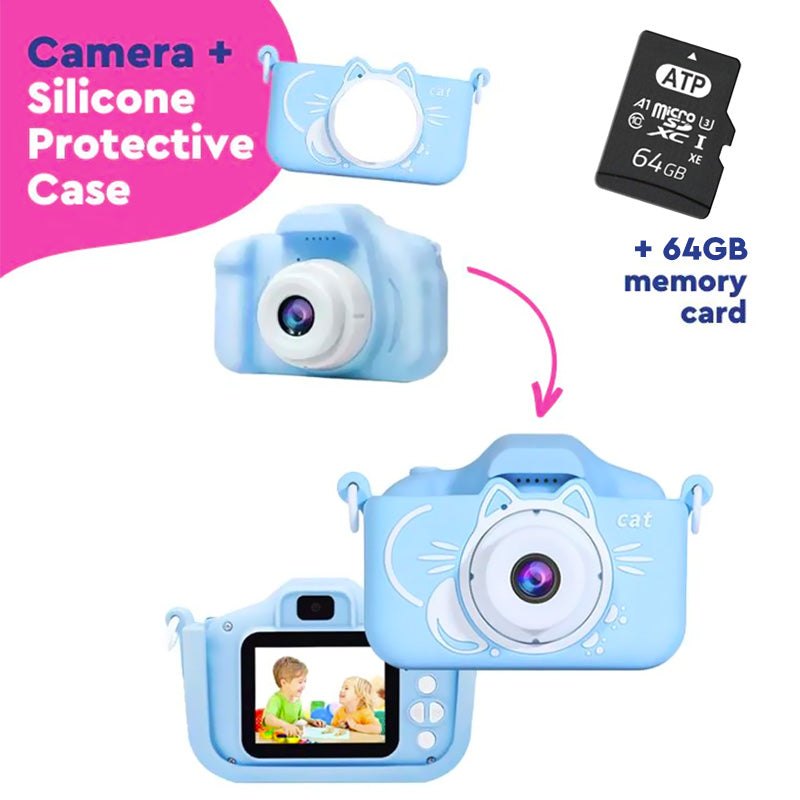 Dual Lens Kids Camera - 12MP, 1080P, Shockproof, 2" IPS Screen, 32GB, 3+ Years