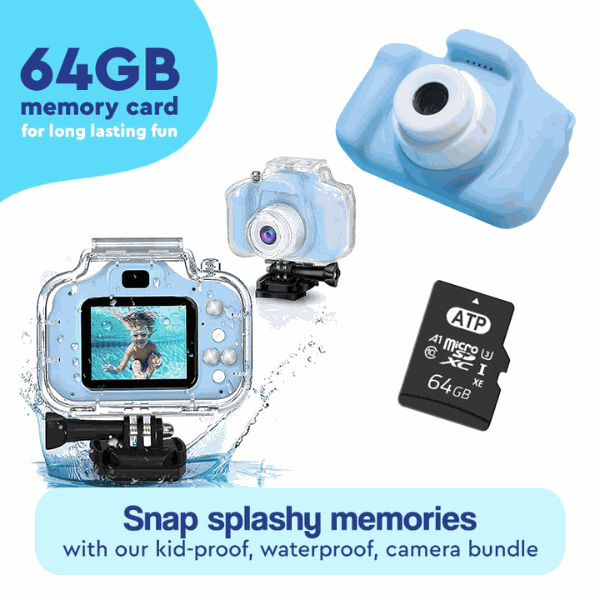 Dual Lens Kids Camera - 12MP, 1080P, Shockproof, 2" IPS Screen, 32GB, 3+ Years