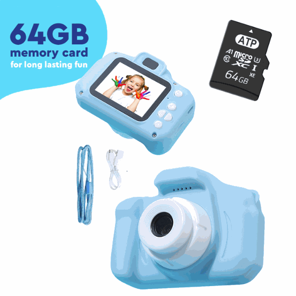 Dual Lens Kids Camera - 12MP, 1080P, Shockproof, 2" IPS Screen, 32GB, 3+ Years