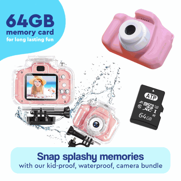 Dual Lens Kids Camera - 12MP, 1080P, Shockproof, 2" IPS Screen, 32GB, 3+ Years