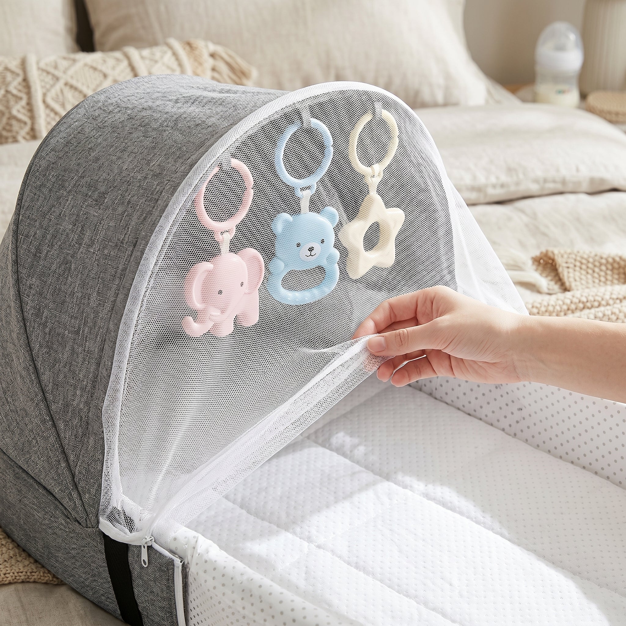 Portable Baby Bed with Mesh Canopy for Travel – Indoor & Outdoor Use