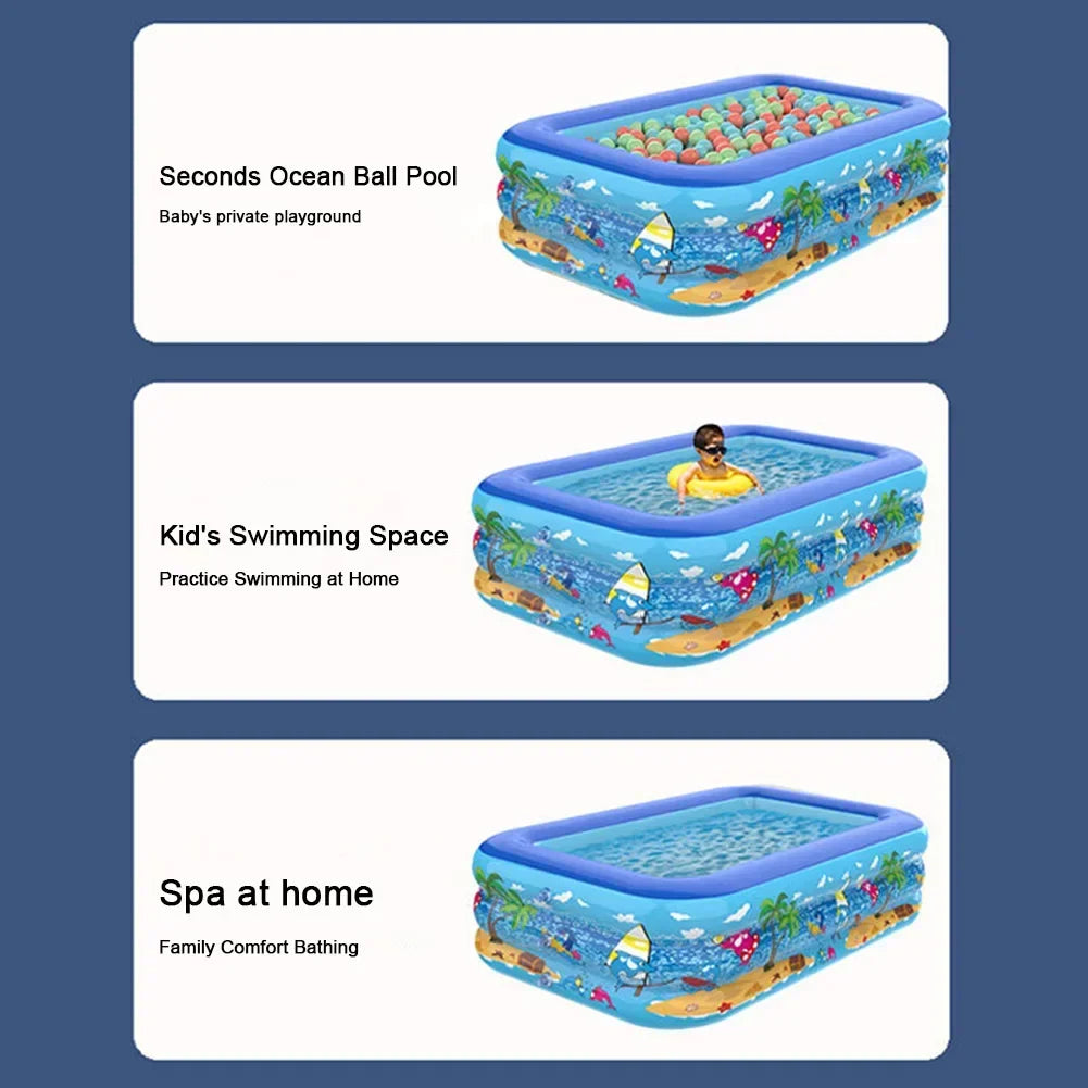 Inflatable Kids' Pool with Cartoon Print – Safe PVC for Summer Enjoyment