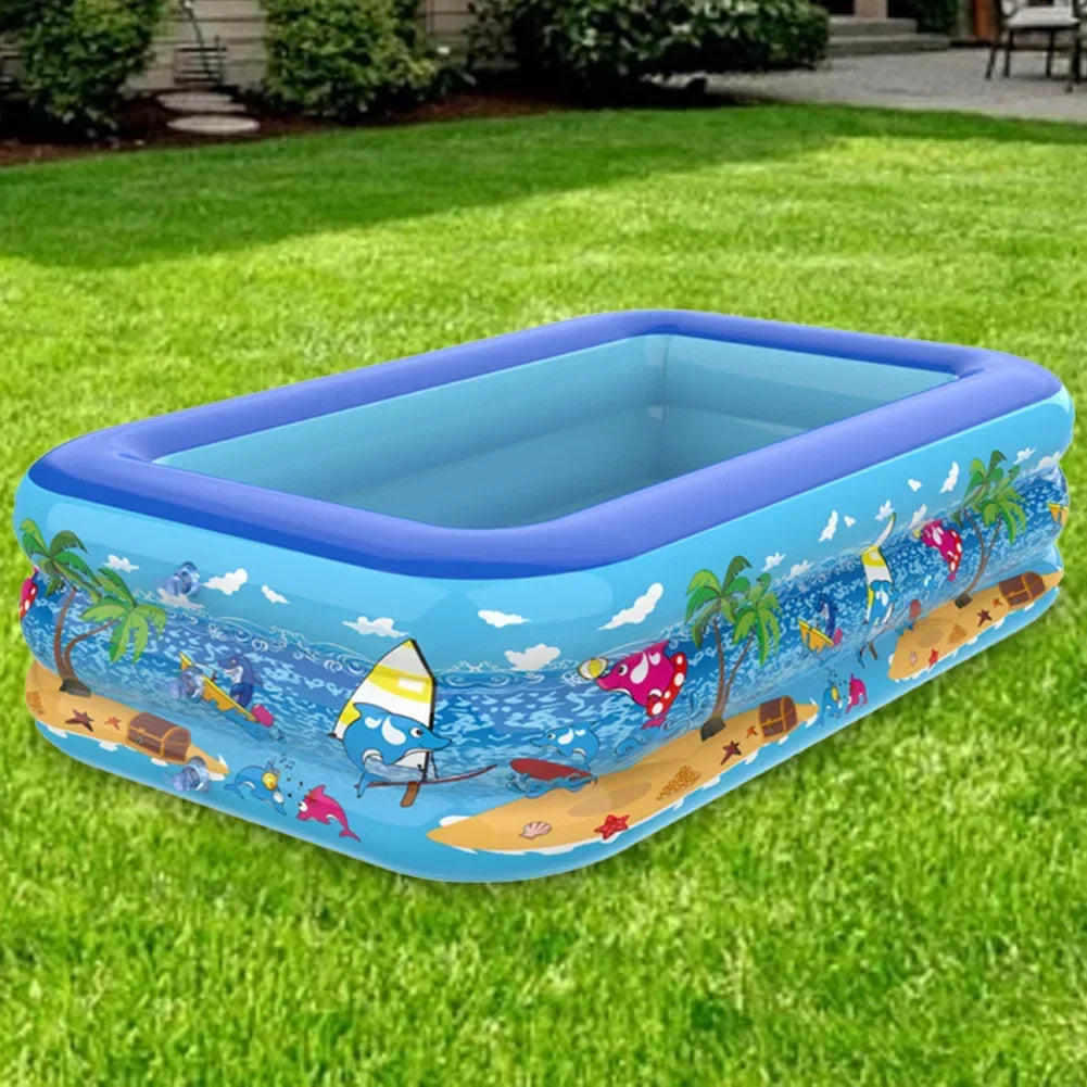 Inflatable Kids' Pool with Cartoon Print – Safe PVC for Summer Enjoyment