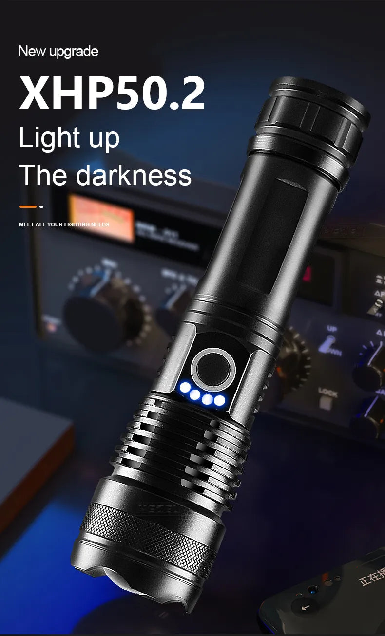 Rechargeable Flashlight with Adjustable Zoom - Waterproof for Outdoor Use