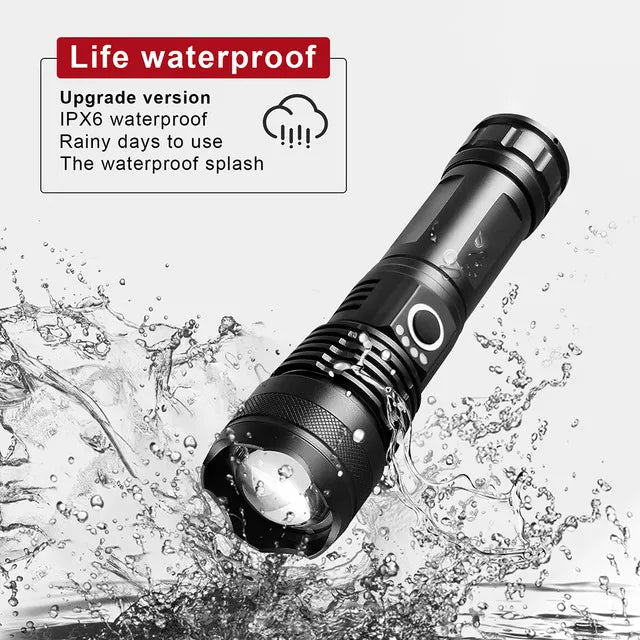 Rechargeable Flashlight with Adjustable Zoom - Waterproof for Outdoor Use