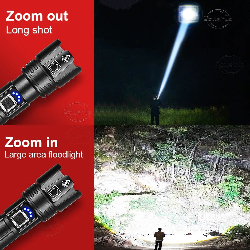 Rechargeable Flashlight with Adjustable Zoom - Waterproof for Outdoor Use