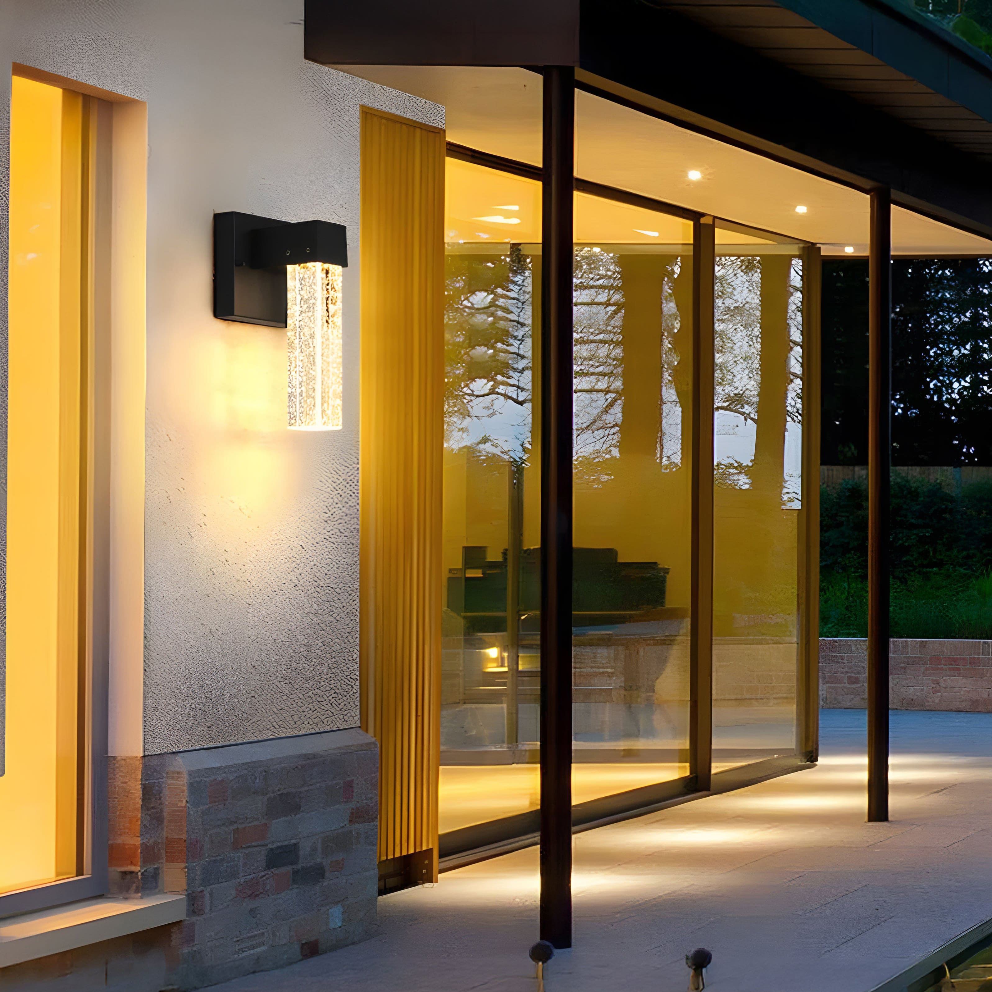 LuxeBeam Premium Aluminum Crystal Outdoor Wall Light Fixture