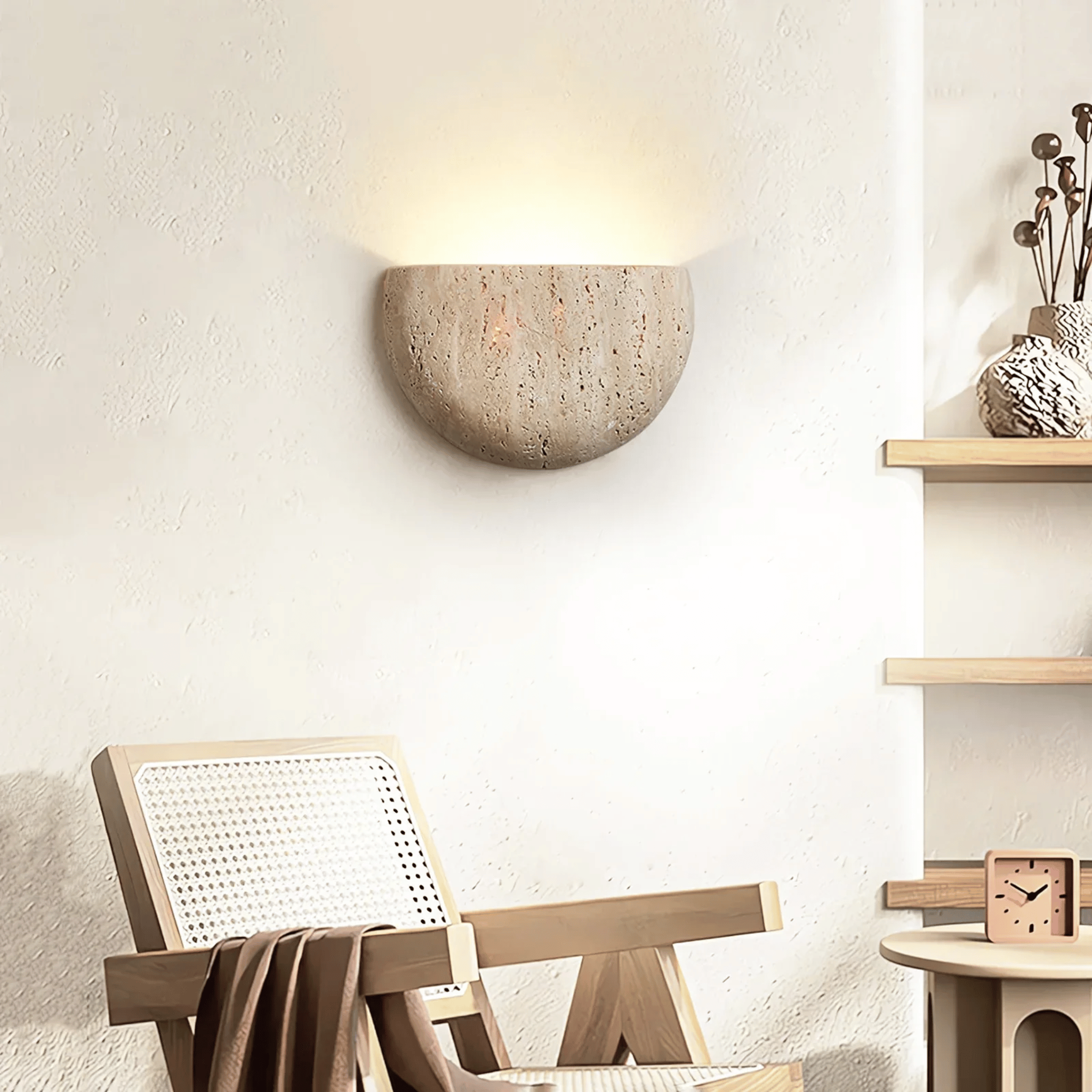 Wall Sconce in Travertine – Wabi-Sabi Inspired Lighting