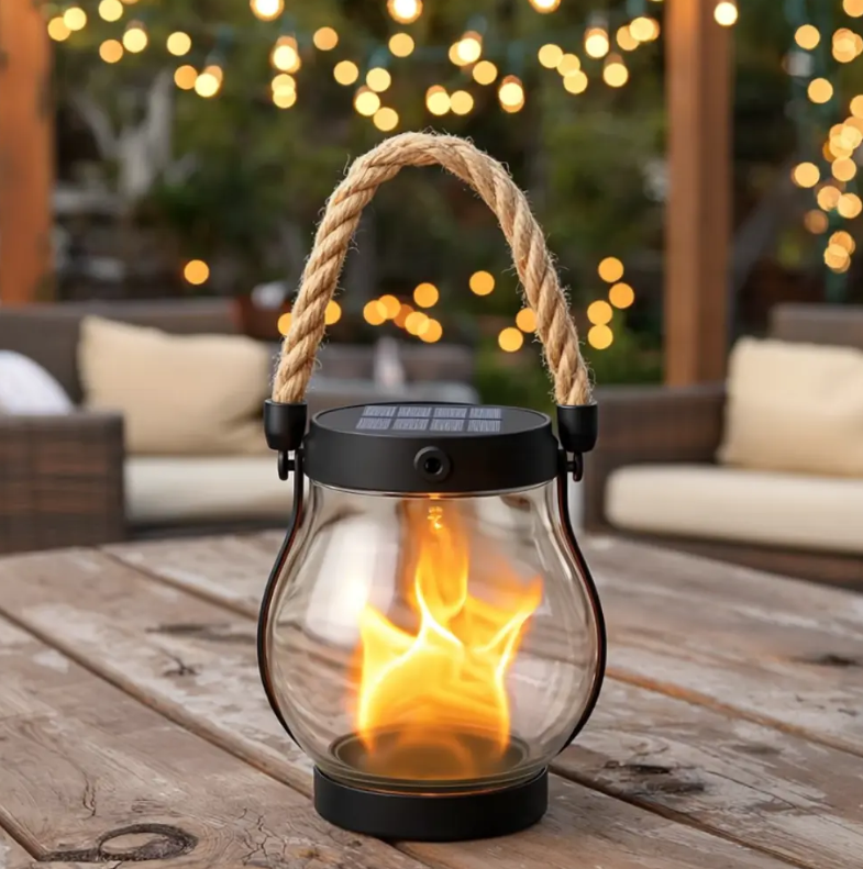 Portable Outdoor Lamp with Hemp Rope Handle – Chic Design