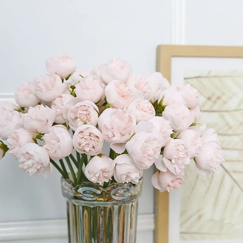 Silk Flower Arrangement with 27 Heads in Assorted Colors - Peony Bouquet