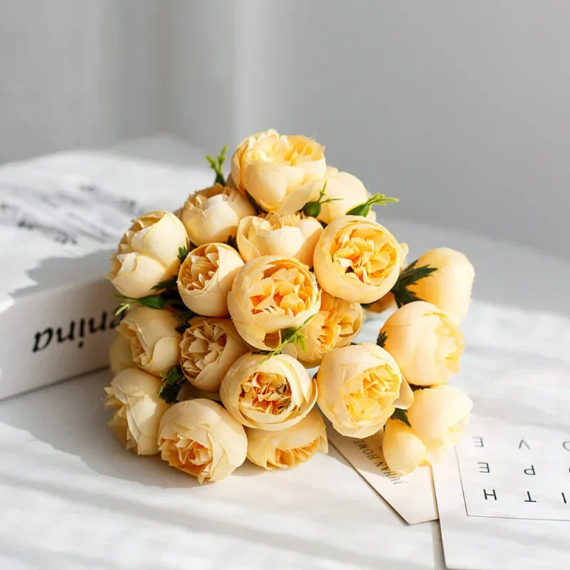Silk Flower Arrangement with 27 Heads in Assorted Colors - Peony Bouquet