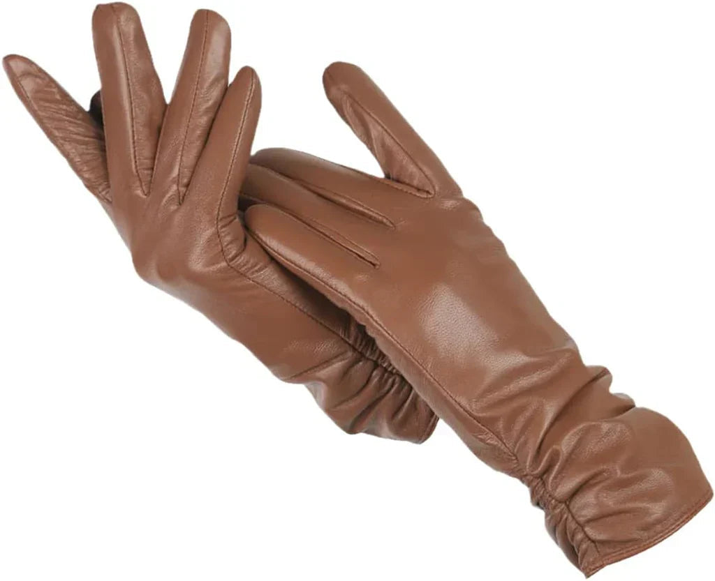 Women's Leather Gloves with Wool Lining - Cozy and Stylish Warmth