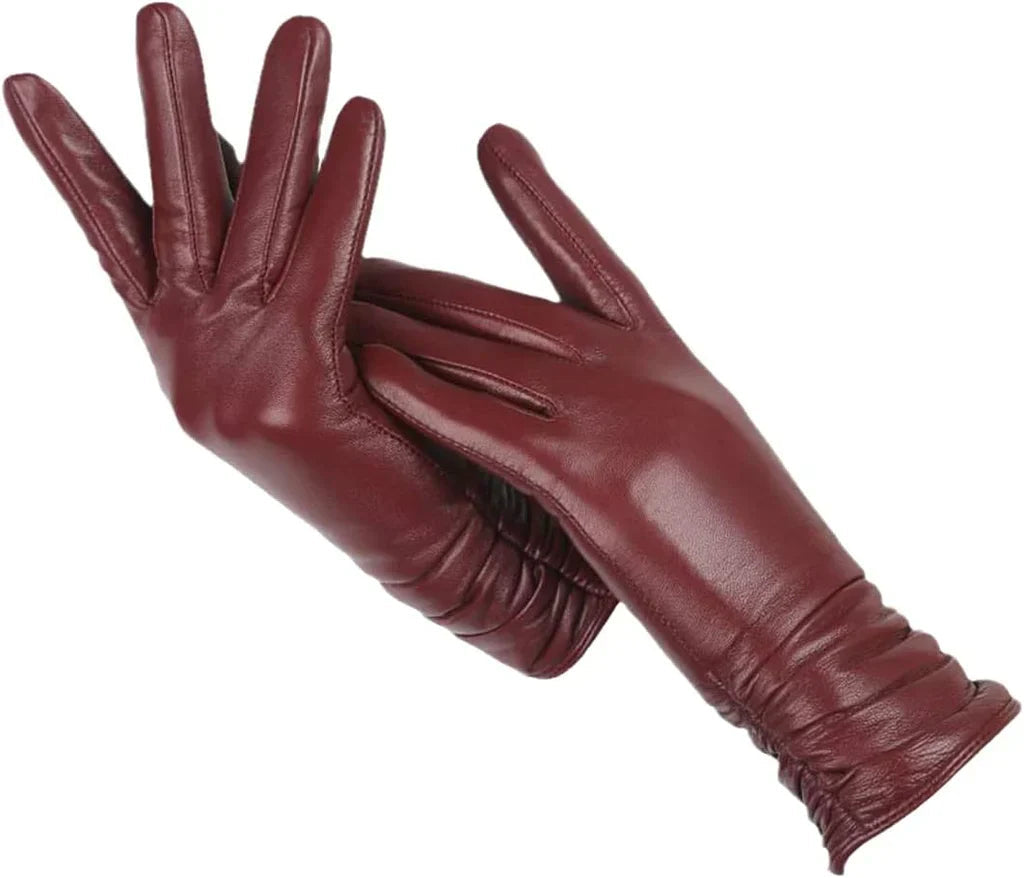 Women's Leather Gloves with Wool Lining - Cozy and Stylish Warmth