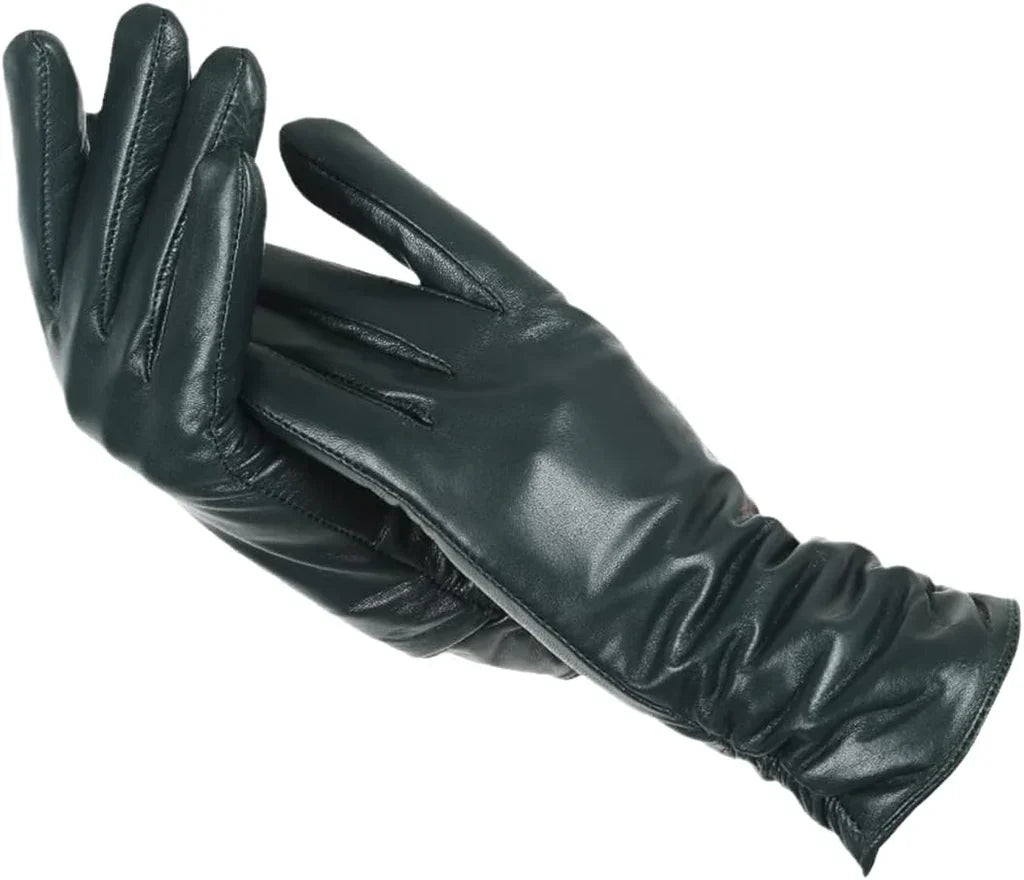 Women's Leather Gloves with Wool Lining - Cozy and Stylish Warmth