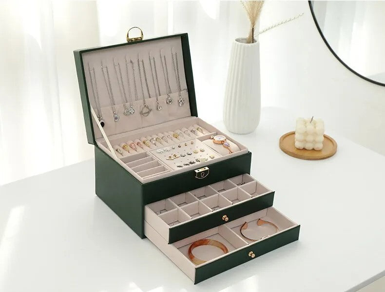 Jewelry Organizer Box with Multi-Layer Design for Rings, Necklaces & Bracelets