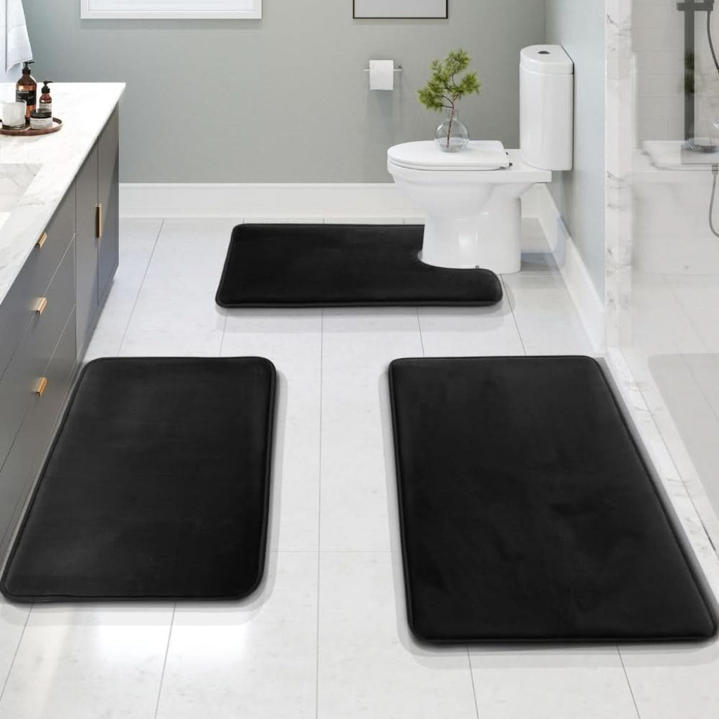 SerenityStep Plush Memory Foam Bath Mat Set - 3 Pieces