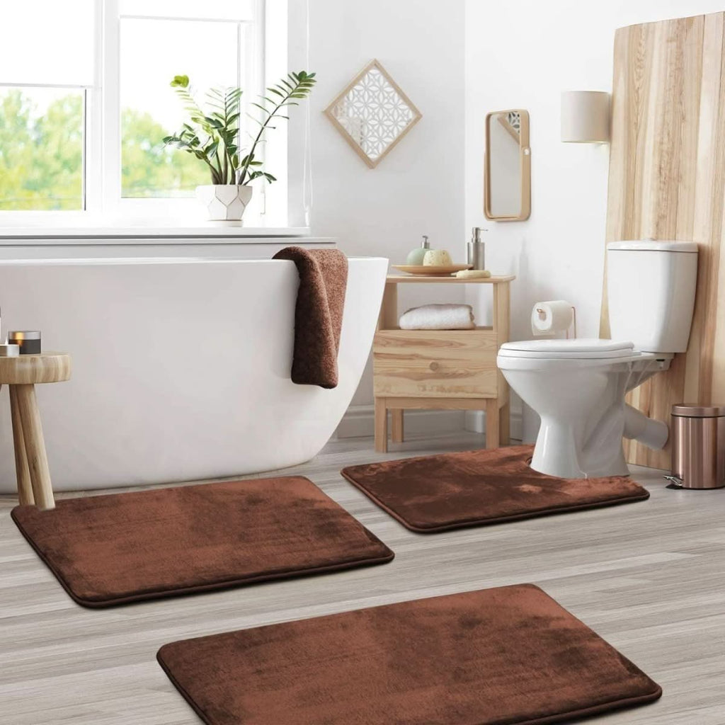 SerenityStep Plush Memory Foam Bath Mat Set - 3 Pieces