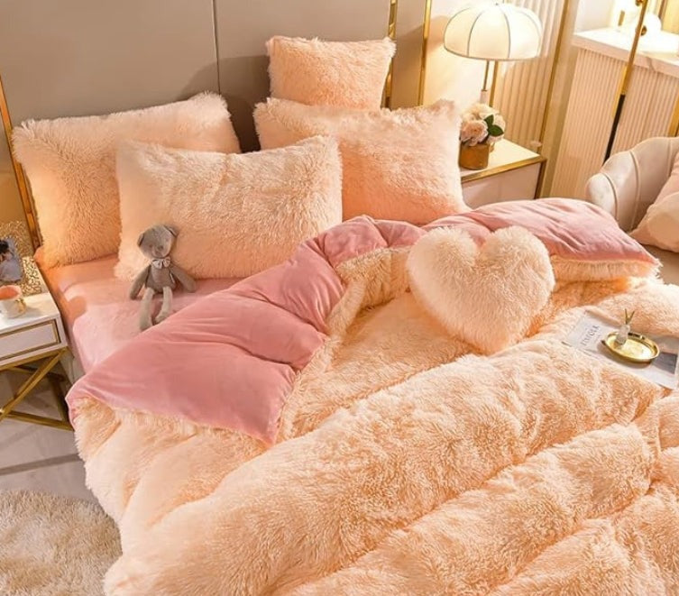 Plush Duvet Cover Set with Zipper and Corner Straps for Year-Round Comfort