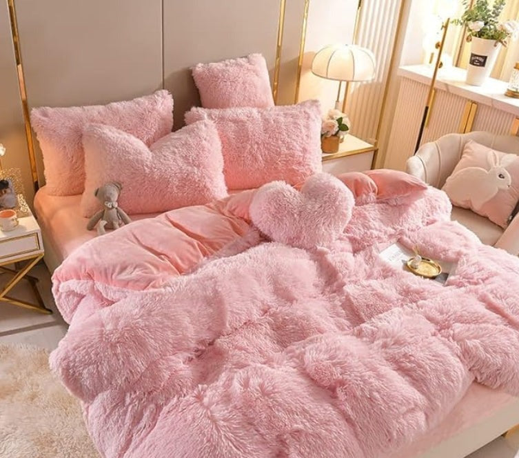 Plush Duvet Cover Set with Zipper and Corner Straps for Year-Round Comfort