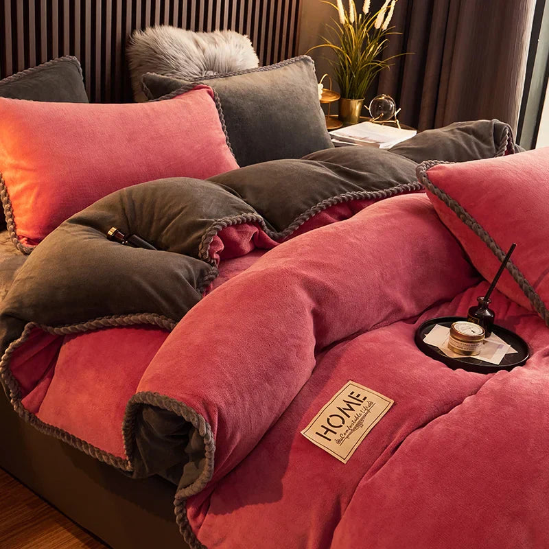 Ultra-Soft Velvet Fleece Duvet Cover Set for King and Queen Beds