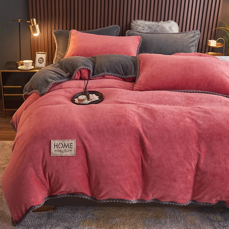 Ultra-Soft Velvet Fleece Duvet Cover Set for King and Queen Beds