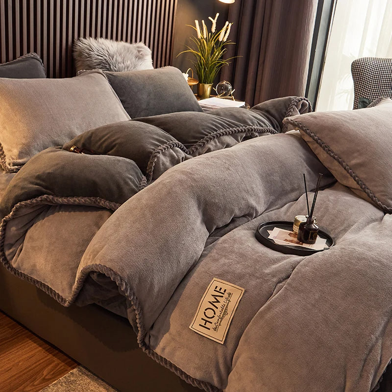 Ultra-Soft Velvet Fleece Duvet Cover Set for King and Queen Beds