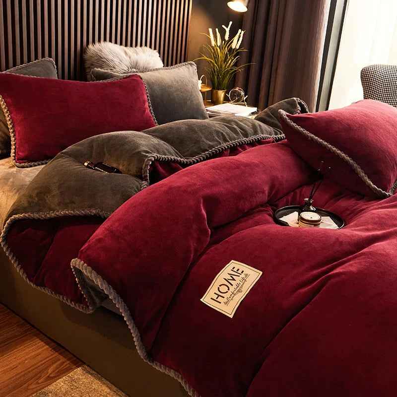 Ultra-Soft Velvet Fleece Duvet Cover Set for King and Queen Beds