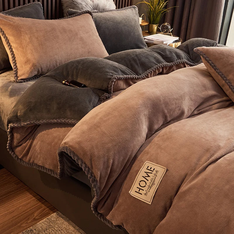 Ultra-Soft Velvet Fleece Duvet Cover Set for King and Queen Beds