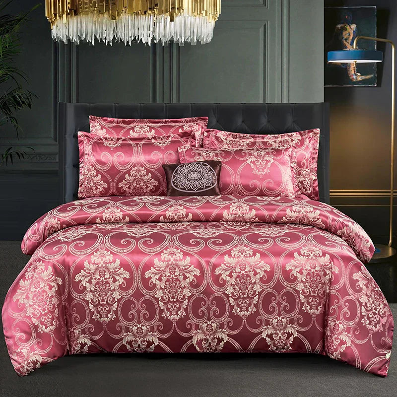 King Size Duvet Cover Set with Elegant Jacquard Pattern