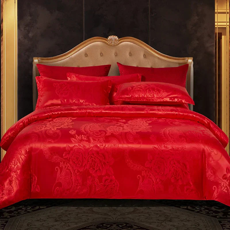 King Size Duvet Cover Set with Elegant Jacquard Pattern
