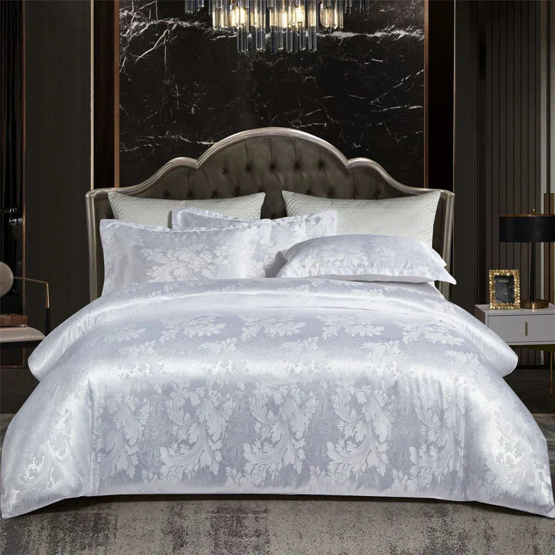 King Size Duvet Cover Set with Elegant Jacquard Pattern