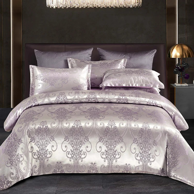 King Size Duvet Cover Set with Elegant Jacquard Pattern