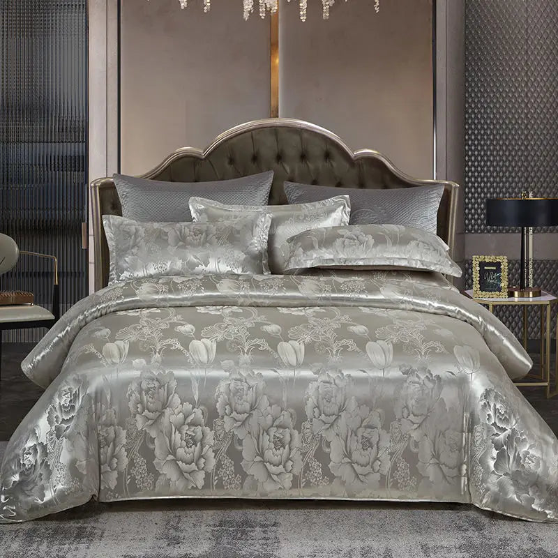 King Size Duvet Cover Set with Elegant Jacquard Pattern