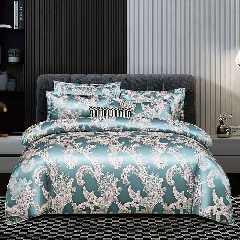 King Size Duvet Cover Set with Elegant Jacquard Pattern