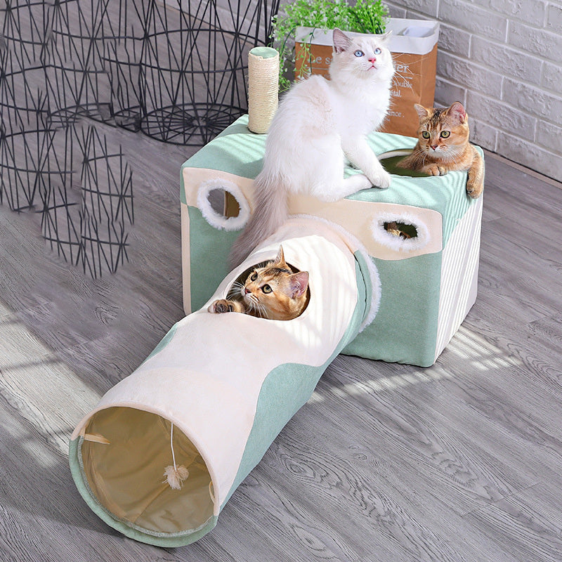 Indoor Cat House with Multi-Functional Design | Cozy Velvet Hideaway