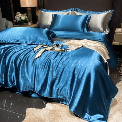 4-Piece Duvet Cover Set in Soft Silk Satin for Cozy Sleep