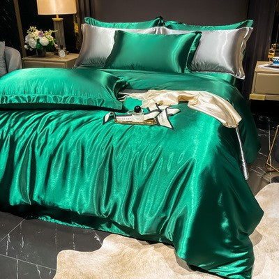 4-Piece Duvet Cover Set in Soft Silk Satin for Cozy Sleep