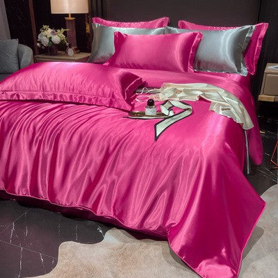 4-Piece Duvet Cover Set in Soft Silk Satin for Cozy Sleep