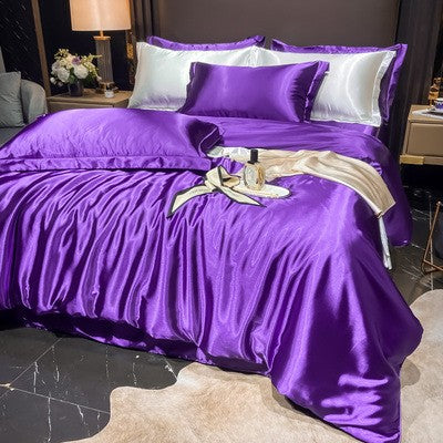 4-Piece Duvet Cover Set in Soft Silk Satin for Cozy Sleep